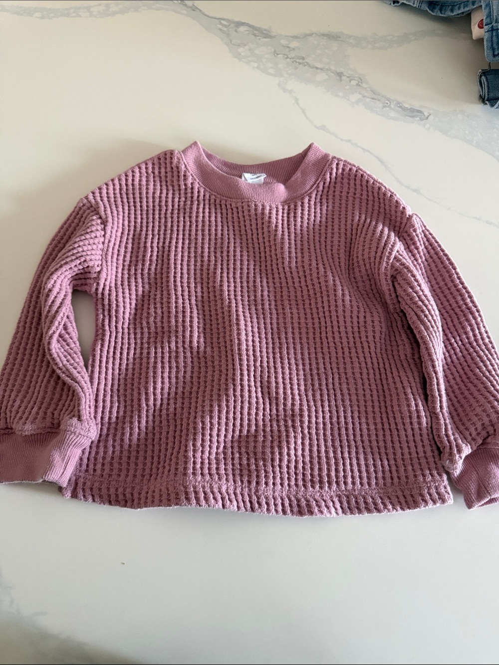 Gap Waffle Knit Long Sleeve Pullover - Dusty Rose